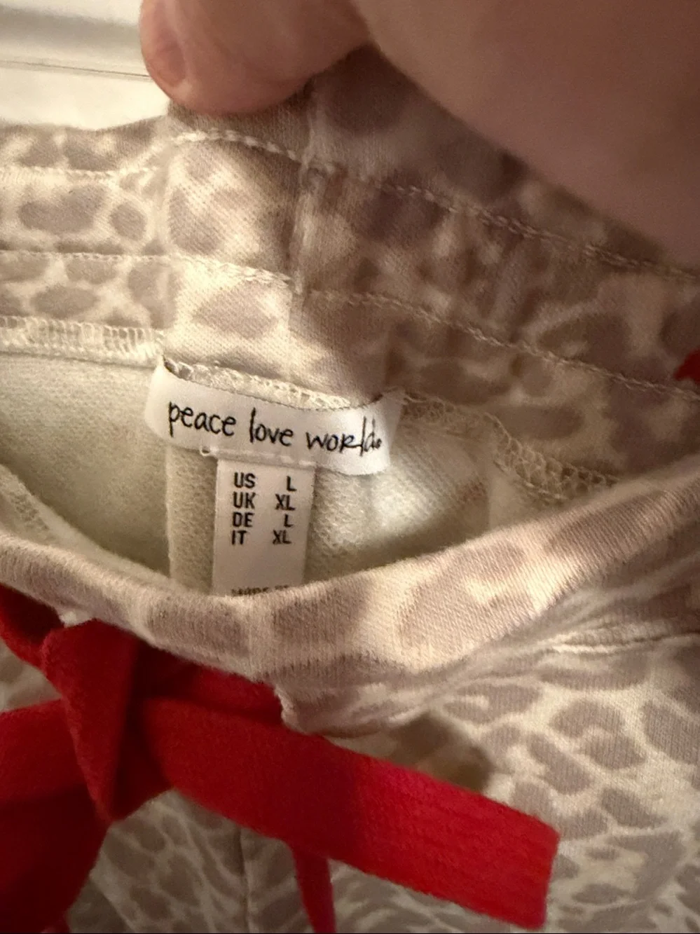 PEACE LOVE WORLD I Am Loved Leopard Print Jogger Pants with Hearts LARGE